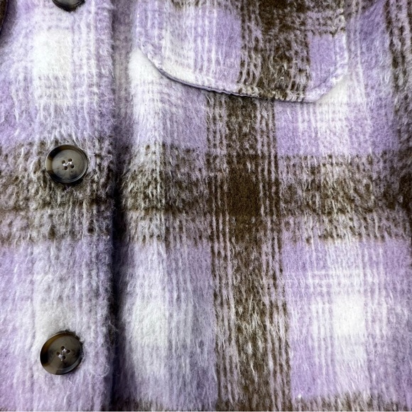 Bagatelle Purple Plaid Women’s Jacket Shacket Button Up Size Small Oversized - Picture 9 of 14